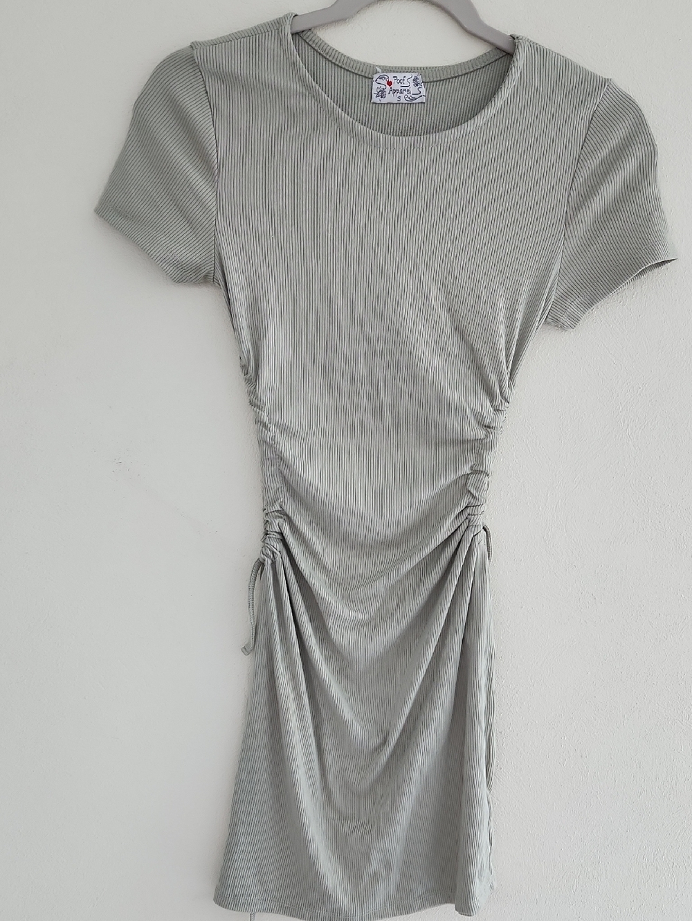 Poof! Light Sage Ribbed Crew Neck Tee